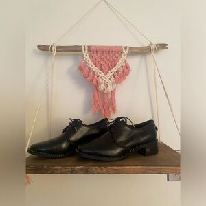 Christian Dior black leather grosgrain trimmer lace crystal outsole Oxford - 36